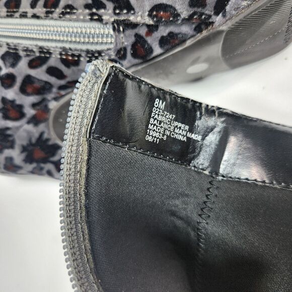Women's Leopard Print Booties Stiletto Heels Dark Gray Velvet Size 8M - Picture 7 of 11